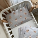Set lenjerie de schimb pentru patut bebe 3 piese Mix ursulet gri (4)